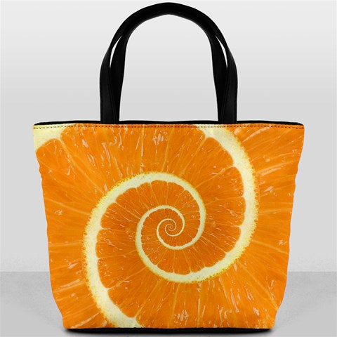 Spiral Citrus Orange Droste  Bucket Bag from ArtsNow.com Front