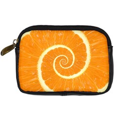 Spiral Citrus Orange Droste  Digital Camera Leather Case from ArtsNow.com Front