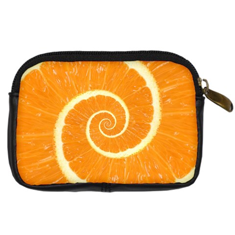 Spiral Citrus Orange Droste  Digital Camera Leather Case from ArtsNow.com Back