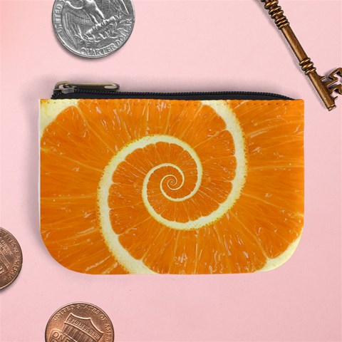 Spiral Citrus Orange Droste  Mini Coin Purse from ArtsNow.com Front