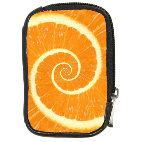 Spiral Citrus Orange Droste  Compact Camera Leather Case from ArtsNow.com Front