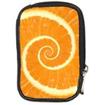 Spiral Citrus Orange Droste  Compact Camera Leather Case