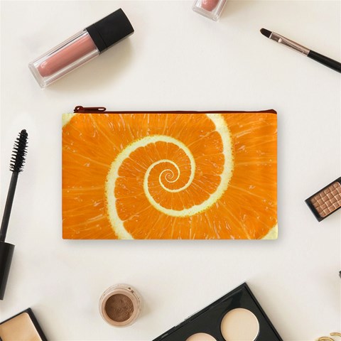 Spiral Citrus Orange Droste  Cosmetic Bag (Small) from ArtsNow.com Front