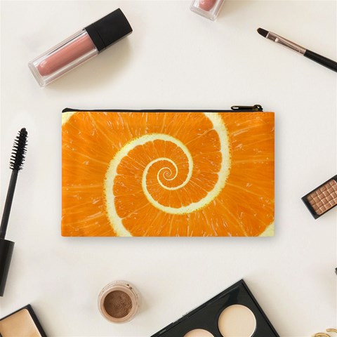 Spiral Citrus Orange Droste  Cosmetic Bag (Small) from ArtsNow.com Back