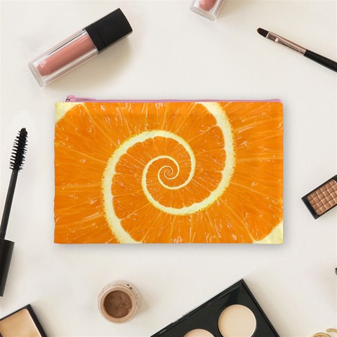 Spiral Citrus Orange Droste  Cosmetic Bag (Medium) from ArtsNow.com Front