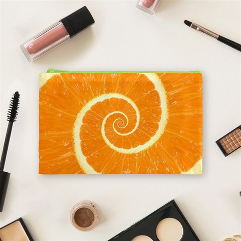 Spiral Citrus Orange Droste  Cosmetic Bag (Medium) from ArtsNow.com Front