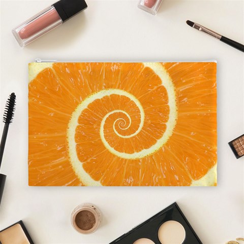 Spiral Citrus Orange Droste  Cosmetic Bag (Large) from ArtsNow.com Front