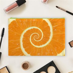 Spiral Citrus Orange Droste  Cosmetic Bag (Large) from ArtsNow.com Front