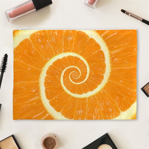 Spiral Citrus Orange Droste  Cosmetic Bag (XL) from ArtsNow.com Front