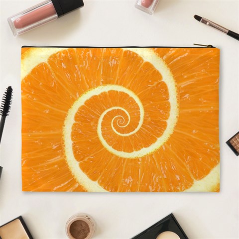 Spiral Citrus Orange Droste  Cosmetic Bag (XL) from ArtsNow.com Back