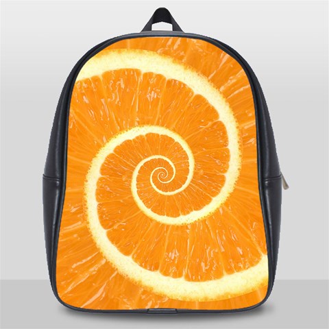 Spiral Citrus Orange Droste  School Bag (Large) from ArtsNow.com Front