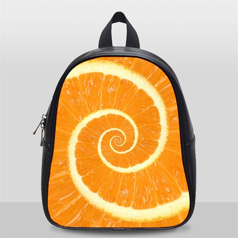 Spiral Citrus Orange Droste  School Bag (Small) from ArtsNow.com Front