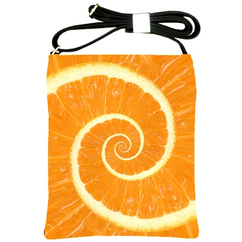 Spiral Citrus Orange Droste  Shoulder Sling Bag from ArtsNow.com Front