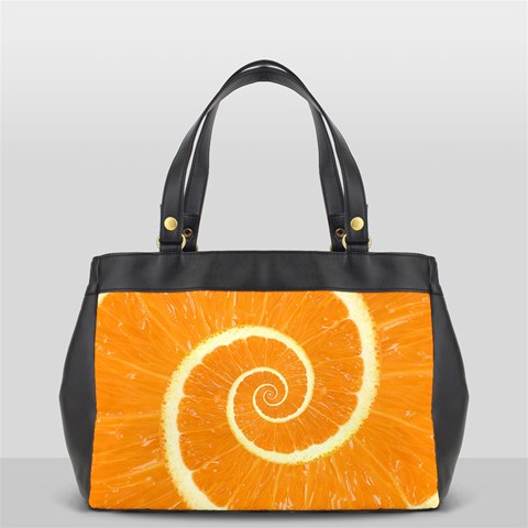 Spiral Citrus Orange Droste  Oversize Office Handbag (2 Sides) from ArtsNow.com Front