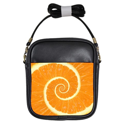 Spiral Citrus Orange Droste  Girls Sling Bag from ArtsNow.com Front