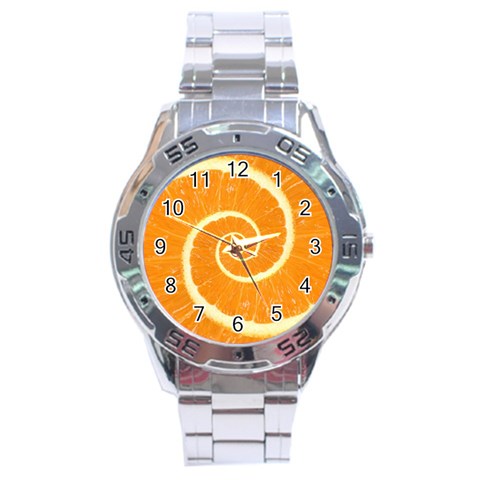 Spiral Citrus Orange Droste  Stainless Steel Analogue Watch from ArtsNow.com Front