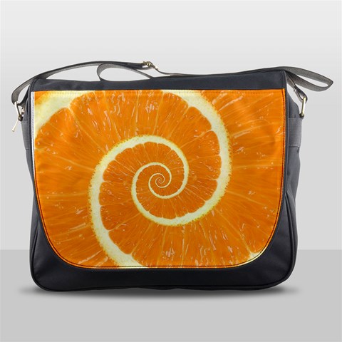 Spiral Citrus Orange Droste  Messenger Bag from ArtsNow.com Front