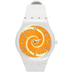 Spiral Citrus Orange Droste  Round Plastic Sport Watch (M)