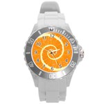 Spiral Citrus Orange Droste  Round Plastic Sport Watch (L)