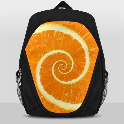 Spiral Citrus Orange Droste  Backpack Bag from ArtsNow.com Front