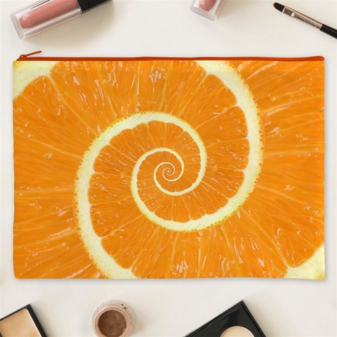 Spiral Citrus Orange Droste  Cosmetic Bag (XXXL) from ArtsNow.com Front