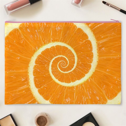 Spiral Citrus Orange Droste  Cosmetic Bag (XXXL) from ArtsNow.com Back