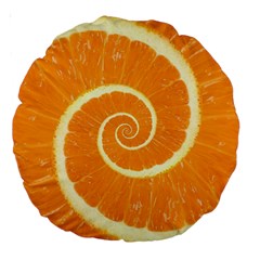 Spiral Citrus Orange Droste  Large 18  Premium Round Cushion  from ArtsNow.com Front