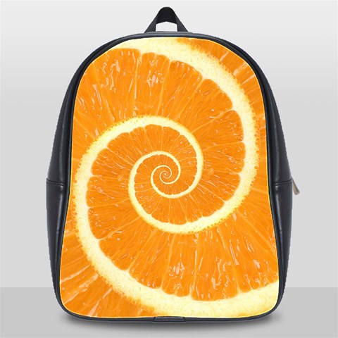 Spiral Citrus Orange Droste  School Bag (XL) from ArtsNow.com Front