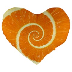 Spiral Citrus Orange Droste  Large 19  Premium Heart Shape Cushion from ArtsNow.com Front