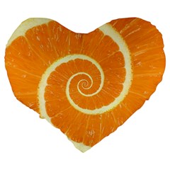 Spiral Citrus Orange Droste  Large 19  Premium Heart Shape Cushion from ArtsNow.com Back