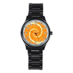 Spiral Citrus Orange Droste  Stainless Steel Round Watch