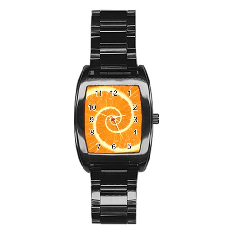 Spiral Citrus Orange Droste  Stainless Steel Barrel Watch from ArtsNow.com Front