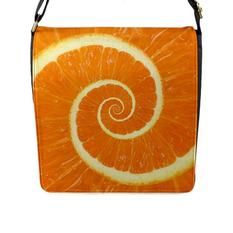 Spiral Citrus Orange Droste  Flap Closure Messenger Bag (L) from ArtsNow.com Front