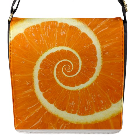 Spiral Citrus Orange Droste  Flap Closure Messenger Bag (S) from ArtsNow.com Front