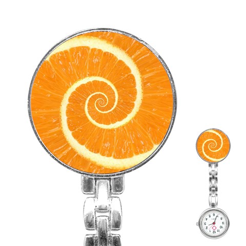 Spiral Citrus Orange Droste  Stainless Steel Nurses Watch from ArtsNow.com Front