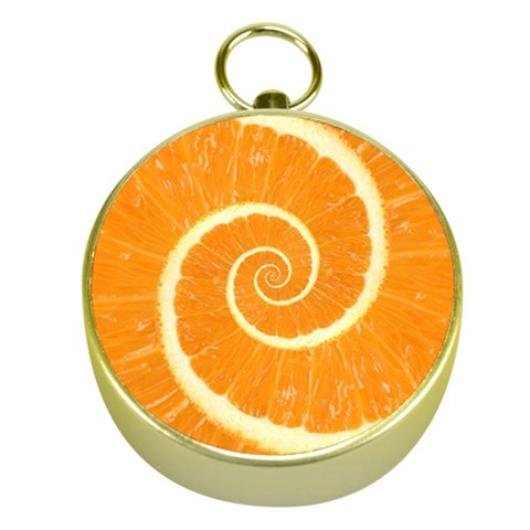 Spiral Citrus Orange Droste  Gold Compass from ArtsNow.com Front