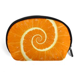 Spiral Citrus Orange Droste  Accessory Pouch (Large) from ArtsNow.com Front