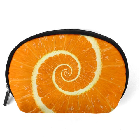 Spiral Citrus Orange Droste  Accessory Pouch (Large) from ArtsNow.com Back