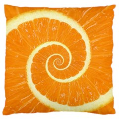 Spiral Citrus Orange Droste  Large Flano Cushion Case (Two Sides) from ArtsNow.com Front