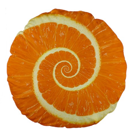 Spiral Citrus Orange Droste  Large 18  Premium Flano Round Cushion  from ArtsNow.com Front