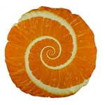 Spiral Citrus Orange Droste  Large 18  Premium Flano Round Cushion 