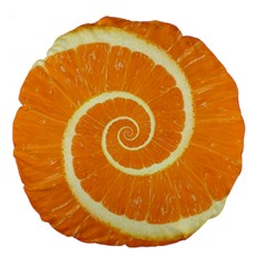 Spiral Citrus Orange Droste  Large 18  Premium Flano Round Cushion  from ArtsNow.com Back