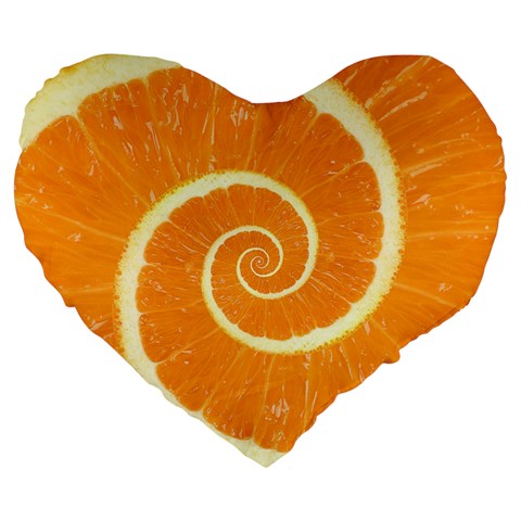 Spiral Citrus Orange Droste  Large 19  Premium Flano Heart Shape Cushion from ArtsNow.com Front