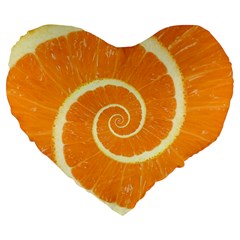 Spiral Citrus Orange Droste  Large 19  Premium Flano Heart Shape Cushion from ArtsNow.com Front