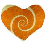 Spiral Citrus Orange Droste  Large 19  Premium Flano Heart Shape Cushion