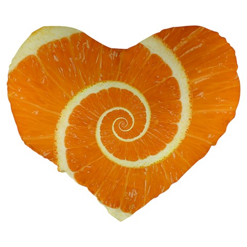 Spiral Citrus Orange Droste  Large 19  Premium Flano Heart Shape Cushion from ArtsNow.com Back