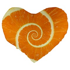 Spiral Citrus Orange Droste  Large 19  Premium Flano Heart Shape Cushion from ArtsNow.com Back