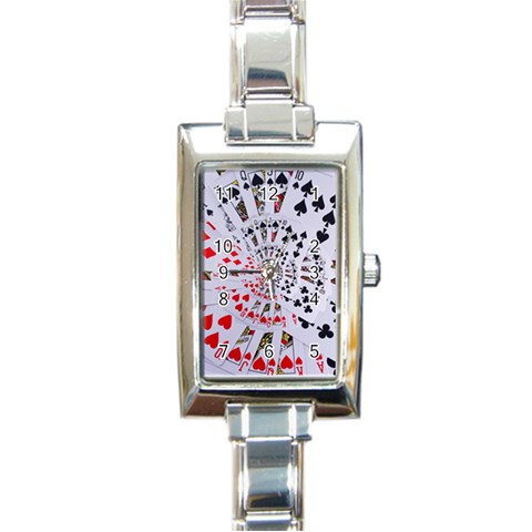 Poker Royal Flush All Suits Droste Spiral Rectangle Italian Charm Watch from ArtsNow.com Front