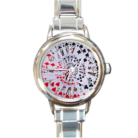 Poker Royal Flush All Suits Droste Spiral Round Italian Charm Watch from ArtsNow.com Front