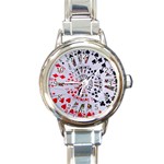 Poker Royal Flush All Suits Droste Spiral Round Italian Charm Watch